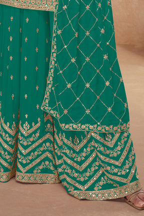 Crepe Silk Zari & Sequins Embroidered Suit With Embroidered Sharara