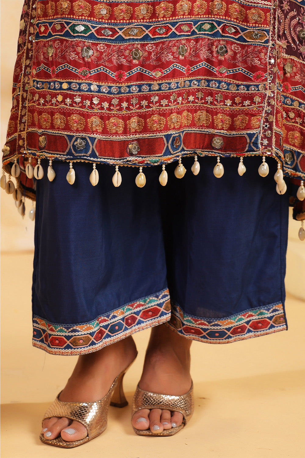 Blue Color Crepe Embroidered and Printed Suit