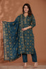 Teal & Green Cotton Floral Printed Suit Set