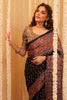 Black & Grey Pure Mulberry Silk Printed And Embroidered Saree