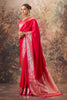 Red Mulberry Silk Woven Saree