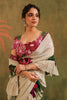 Cream Pure Crepe Silk Floral Printed Ruffled Saree With Readymade Cut-Dana Embroidered Blouse