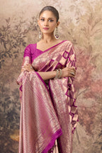 Wine & Purple Silk Zari Woven Saree