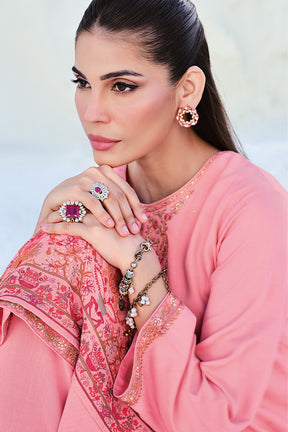 Pink Color Crepe Silk Embroidered Unstitched Suit Material