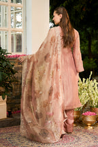 Light Peach Cut-Dana & Zari Emboidered Tissue Unstitched Suit Material