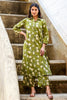 Green Floral Vine Printed  Cotton Kurta Set