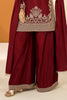 Maroon Crepe Silk Cut-Dana Embroidered Suit With Embroidered Palazzo
