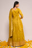 Mustard Color Mantellic Tissue Embroidered and Woven Anarkali Suit