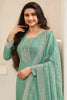 Sea Green Color Silk Embroidered & Swarovski Work Unstitched Suit Material