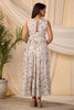 Cream Color Muslin Printed Peonies Dress