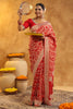 Red Color Khhadi Georgette Woven Saree