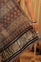 Brown Color Gharchola Pure Gajji Silk Printed And Embroidered Saree