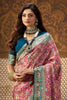 Rani Color Position Print Woven Silk Saree With Swarovski Work