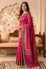 Rani Cotton Printed And Woven Border Saree