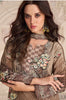 Brown Crepe Silk Mirror And Swarovski Embroidered Printed Suit With Gharara