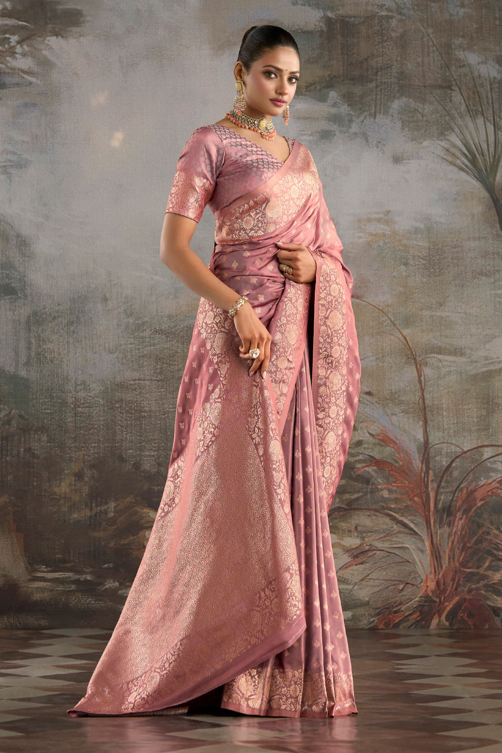 Pink Soft Silk Zari Woven Saree