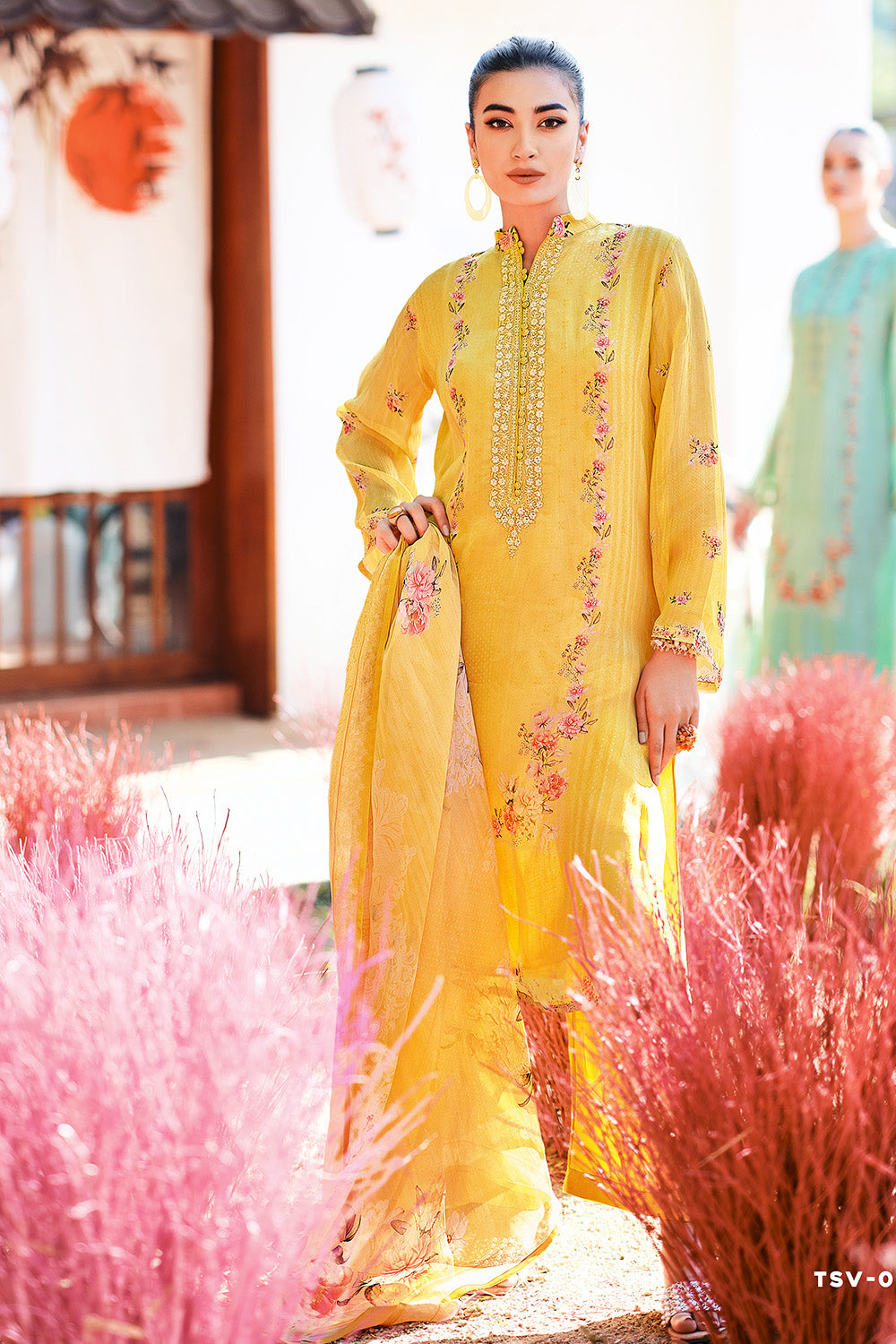 Mustard Color Crepe Silk Printed Unstitched Suit Material
