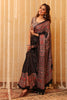 Black & Grey Pure Mulberry Silk Printed And Embroidered Saree