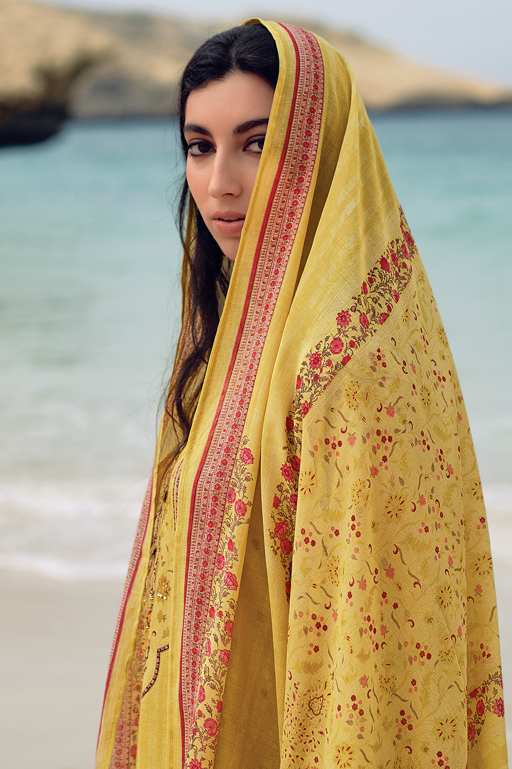 Mustard Color Cotton Silk Printed Unstitched Suit Material