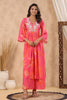 Magenta Color Muslin Printed Front Slit Kurta With Sharara