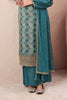 Teal Silk Zari Woven And Embroidered Unstitched Suit Material