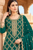 Teal Crepe Silk Zari Woven And Embroidered Unstiched Suit Material