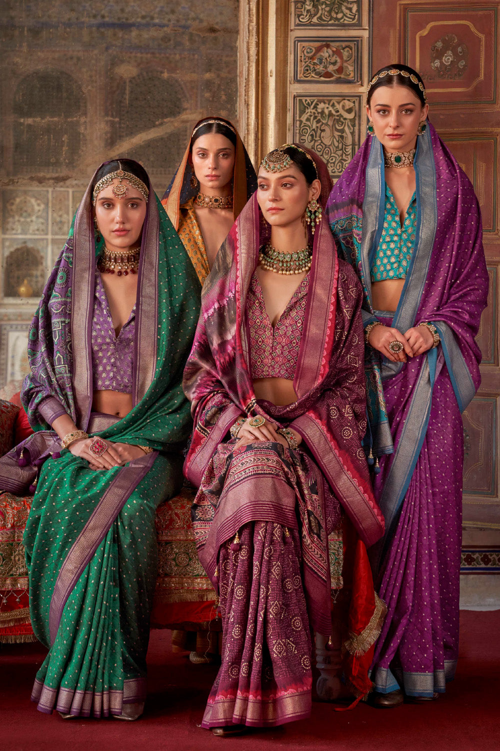 Green Color Bandhani Printed Gajji Silk Saree