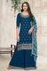 Dark Royal Blue Color Crepe Silk Zari Embroidered Suit with Palazzo