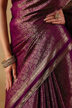 Dark Scarlet Color Zari Woven Soft Silk Saree