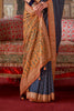 Navy & Mustard Color Bandhani Printed Gajji Silk Saree