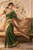 Green Cotton Printed And Woven Border Saree