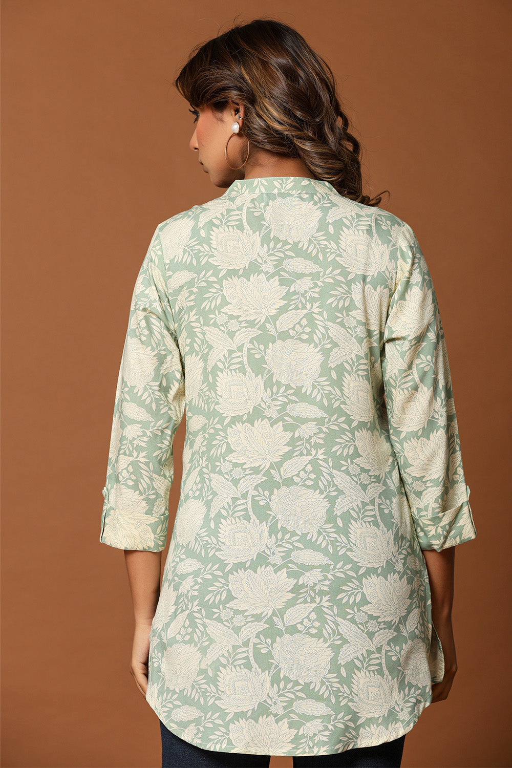 Pista Green Color Cotton Printed Tunic