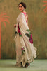 Cream Pure Crepe Silk Floral Printed Ruffled Saree With Readymade Cut-Dana Embroidered Blouse