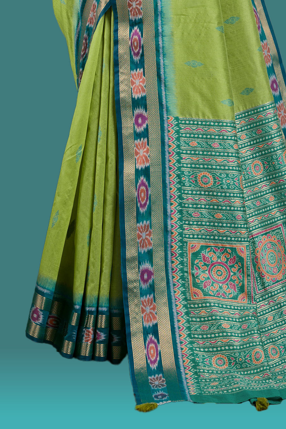 Olive Green Color Woven Maheshwari Cotton Saree
