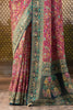 Rani Color Position Print Woven Silk Saree With Swarovski Work