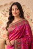 Rani Cotton Printed And Woven Border Saree
