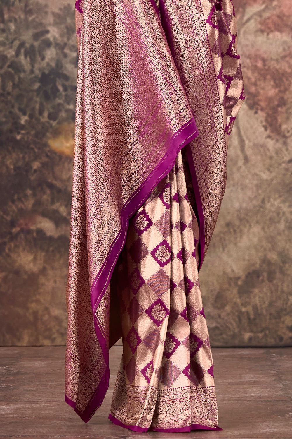 Wine & Purple Silk Zari Woven Saree
