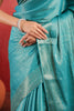Teal Color Zari Woven Soft Silk Saree