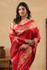 Maroon Tussar Silk Woven Saree
