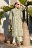 Pista Green Floral Printed Cotton Long Kurta Set