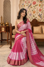 Red Georgette Shibori Printed Saree