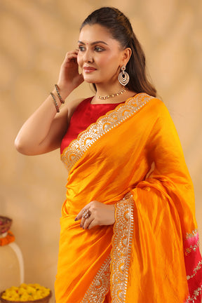 Mustard Pure Tissue Silk Zari Embroidered Saree