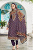 Purple Muslin Floral Printed Unstitched Suit Material