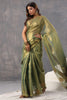 Green Color Organza Cotton Golden Zari Woven Saree