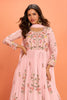 Baby Pink Crepe Silk Embroidered Anarkali Suit With Skirt