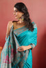 Teal Soft Silk Kalamkari Woven Saree