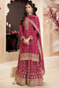 Maroon Color Embroidered Chinon Silk Unstitched Suit Fabric with Embroidered Palazzo