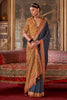 Navy & Mustard Color Bandhani Printed Gajji Silk Saree
