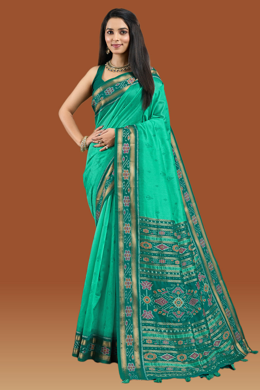 Sea Green Colour Maheshwari Cotton Woven Saree