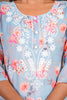 Powder Blue Color Floral Printed Cotton Long Kurti Set